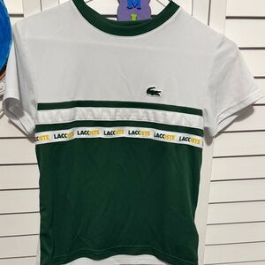 Lacoste White and Green Logo T-Shirt